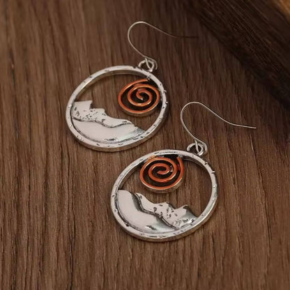 Copper Silver Mountain Sun Earrings - Diane Jewelry