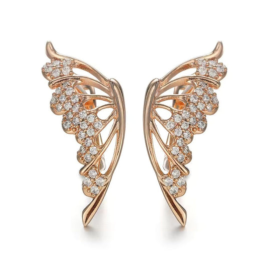 Rose Gold Wing Earrings - Diane Jewelry