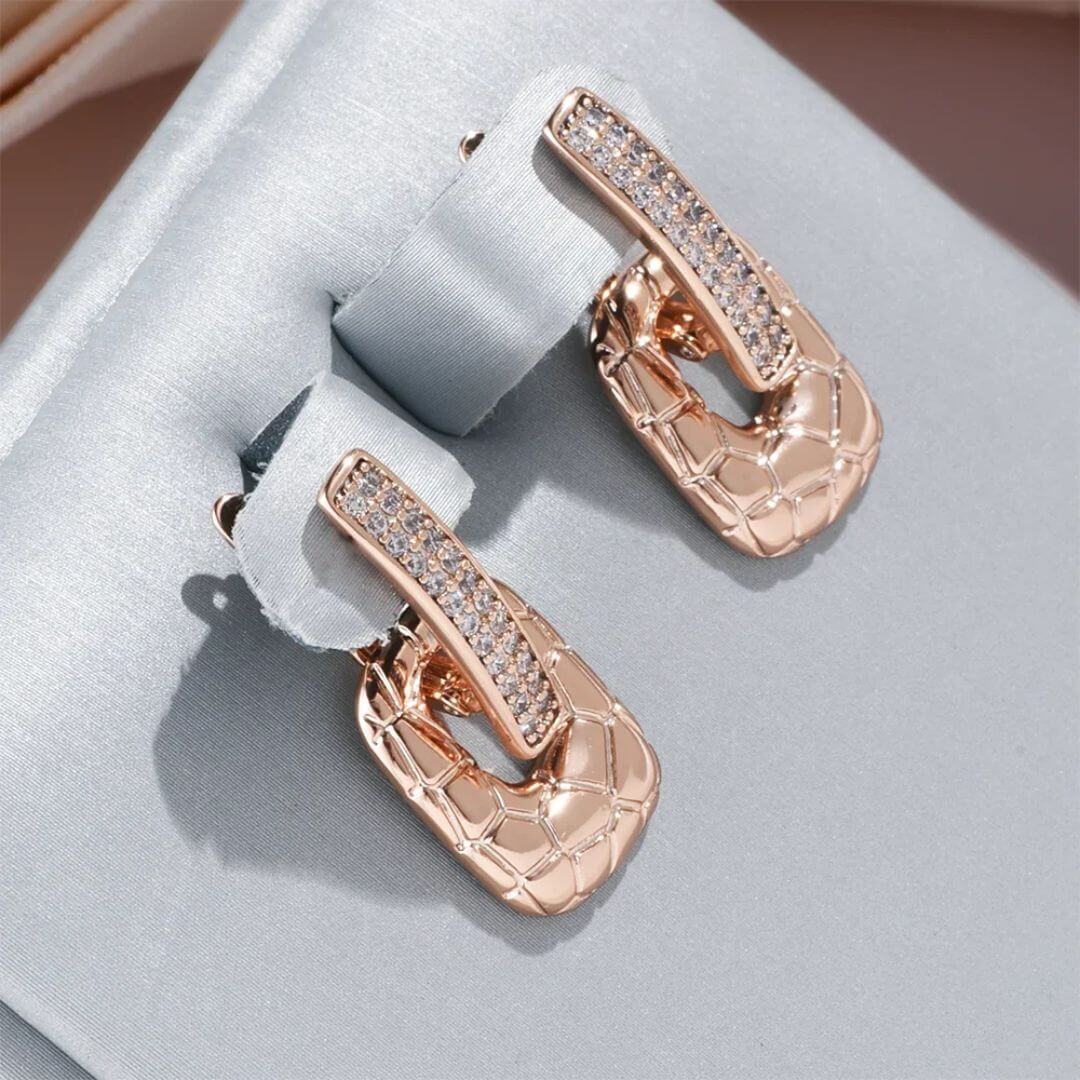 Rose Gold Crystal Link Earrings - Diane Jewelry