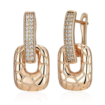 Rose Gold Crystal Link Earrings - Diane Jewelry