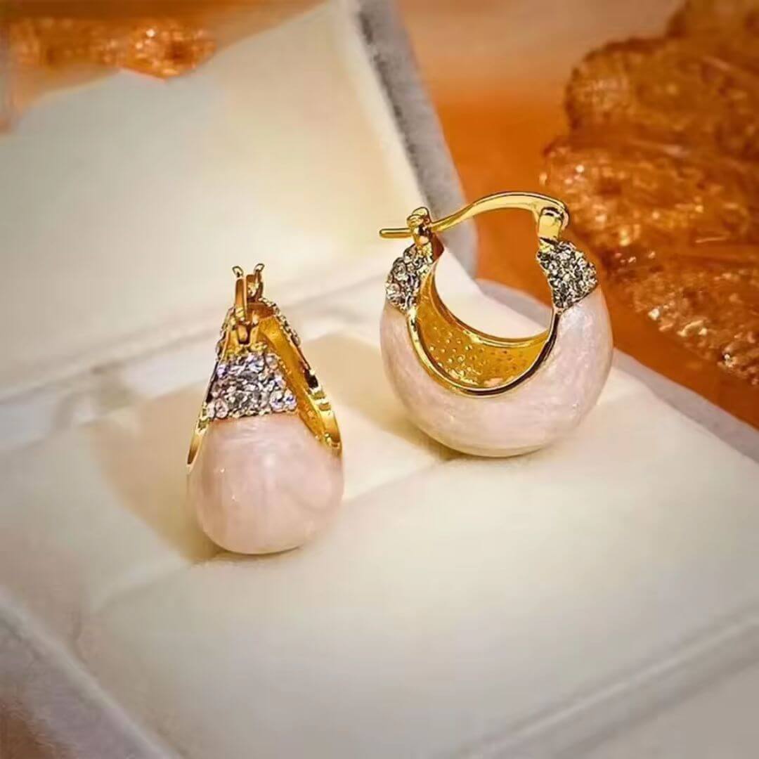 Green Enamel Crystal Drop Earrings - Diane Jewelry