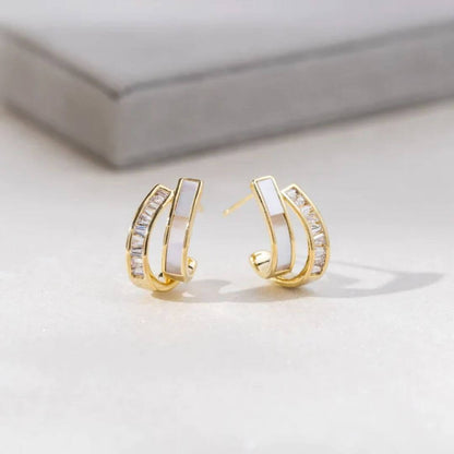 Modern Gold Crystal Inlay Earrings - Diane Jewelry