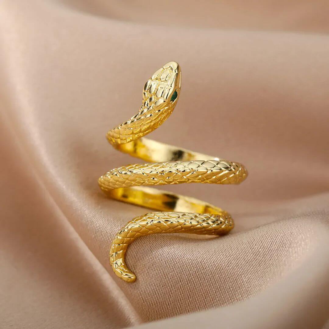 Gold Snake Adjustable Wrap Ring - Diane Jewelry