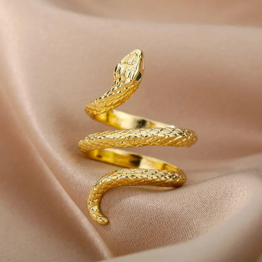 Gold Snake Adjustable Wrap Ring - Diane Jewelry