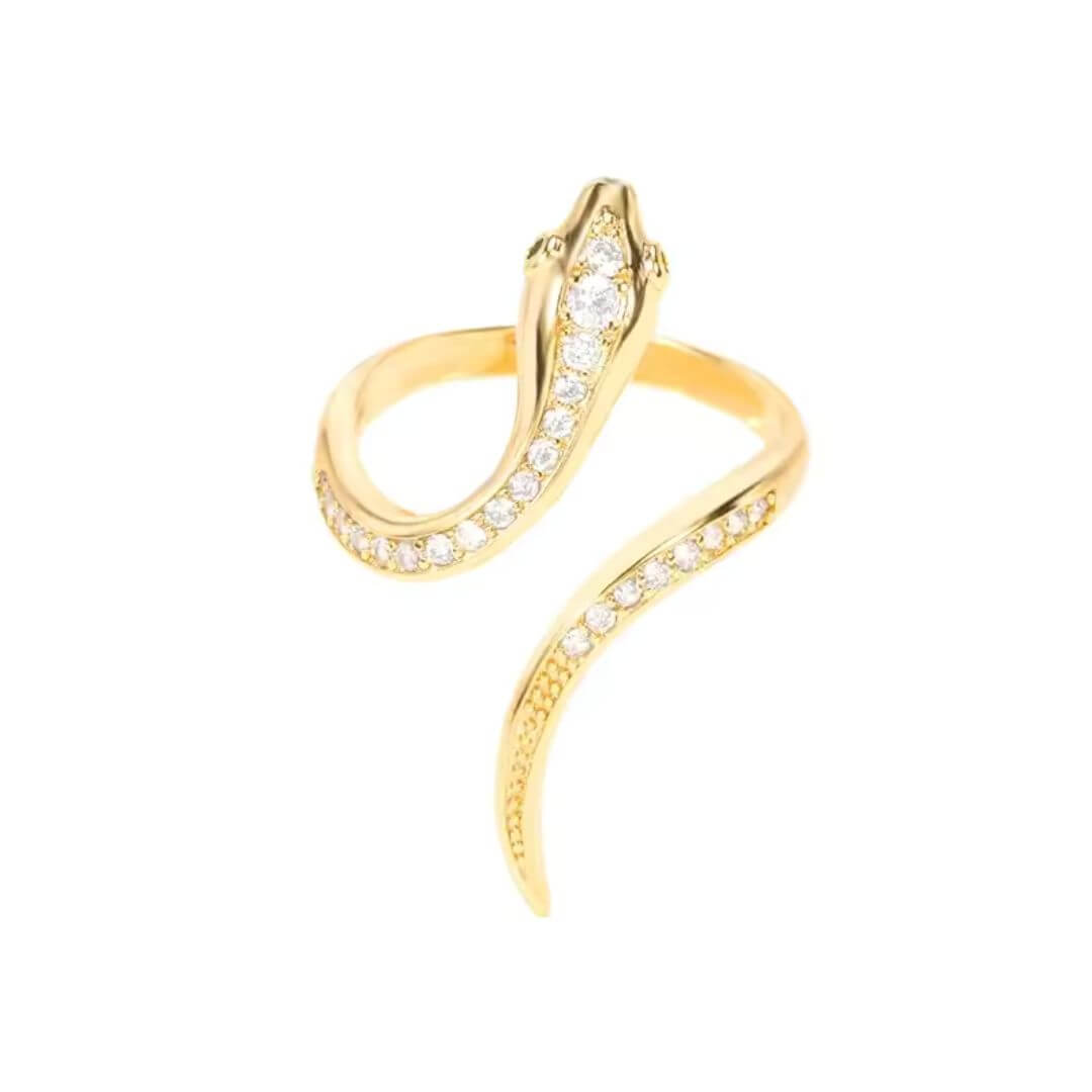 Gold Snake Adjustable Wrap Ring - Diane Jewelry