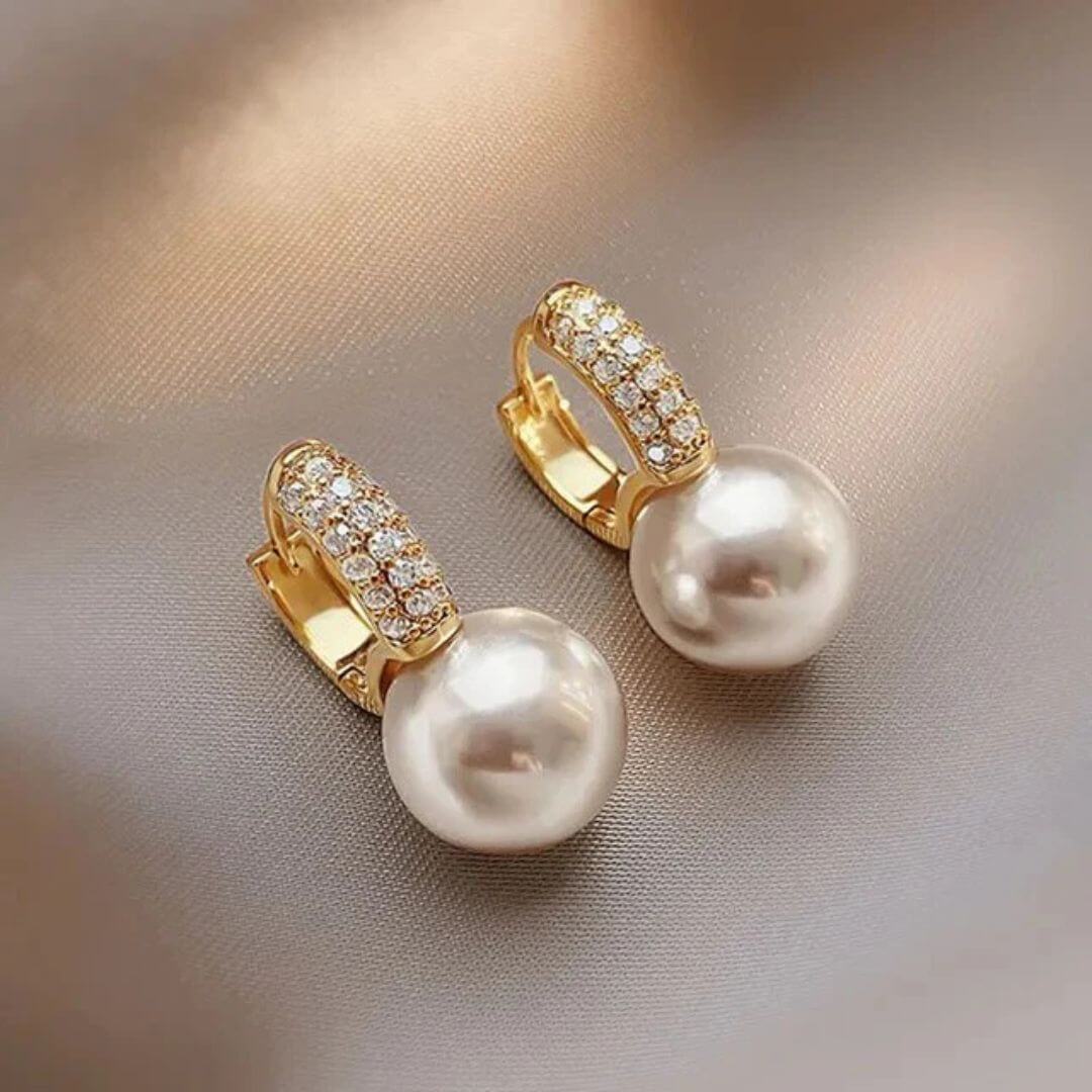 Elegant Gold Plated Pearl Earrings - Diane Jewelry