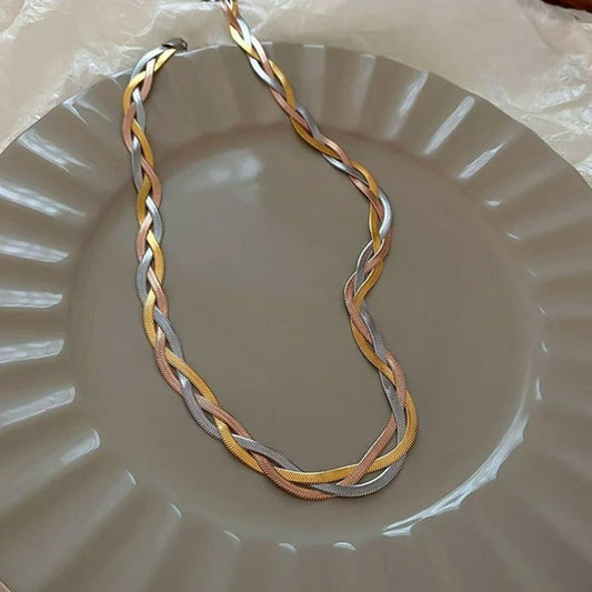 Braided Gold Silver Chain Necklace - Diane Jewelry