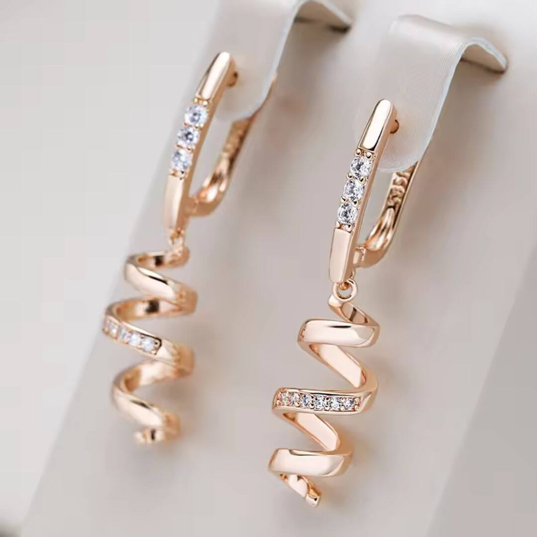Rose Gold Spiral Drop Earrings - Diane Jewelry