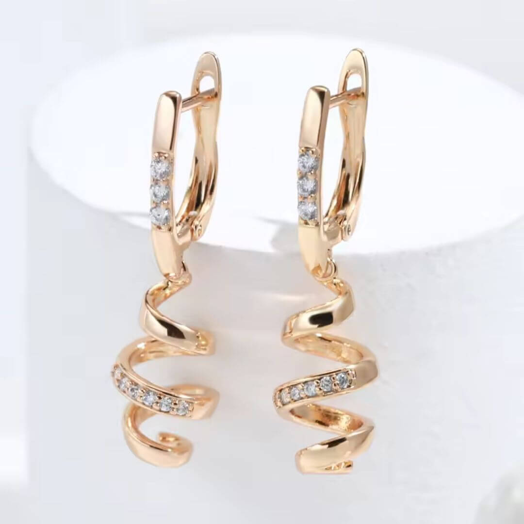 Rose Gold Spiral Drop Earrings - Diane Jewelry