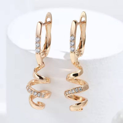 Rose Gold Spiral Drop Earrings - Diane Jewelry