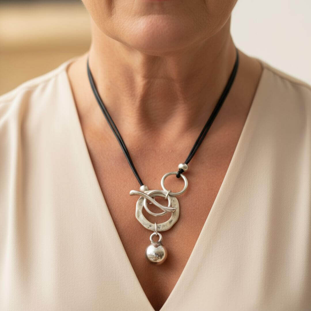 Silver Toggle Charm Pendant Necklace Emma & Noah Jewelry