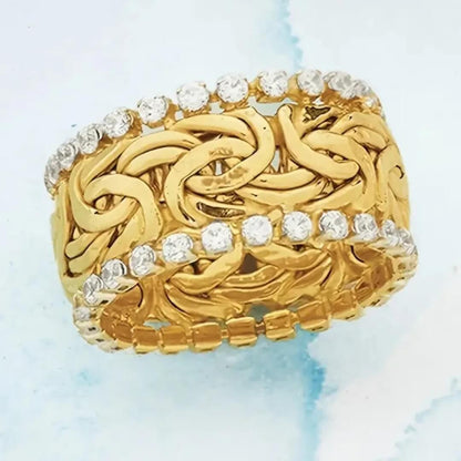 Gold Braided Diamond Statement Ring - Diane Jewelry