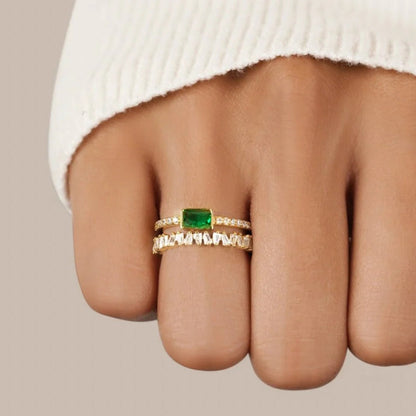 Emerald Cut Green Gold Ring - Diane Jewelry