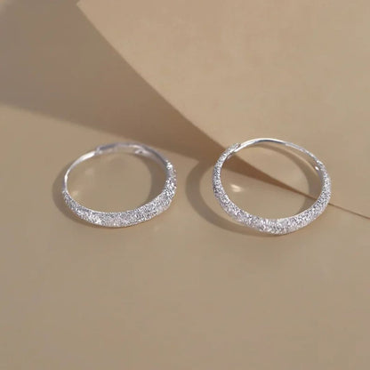 Sparkly Silver Hoop Earrings Women - Diane Jewelry