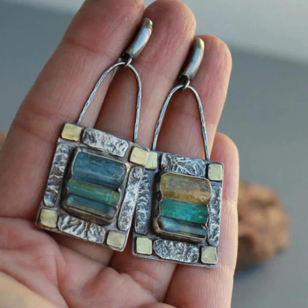 Rustic Gemstone Boho Dangle Earrings - Diane Jewelry