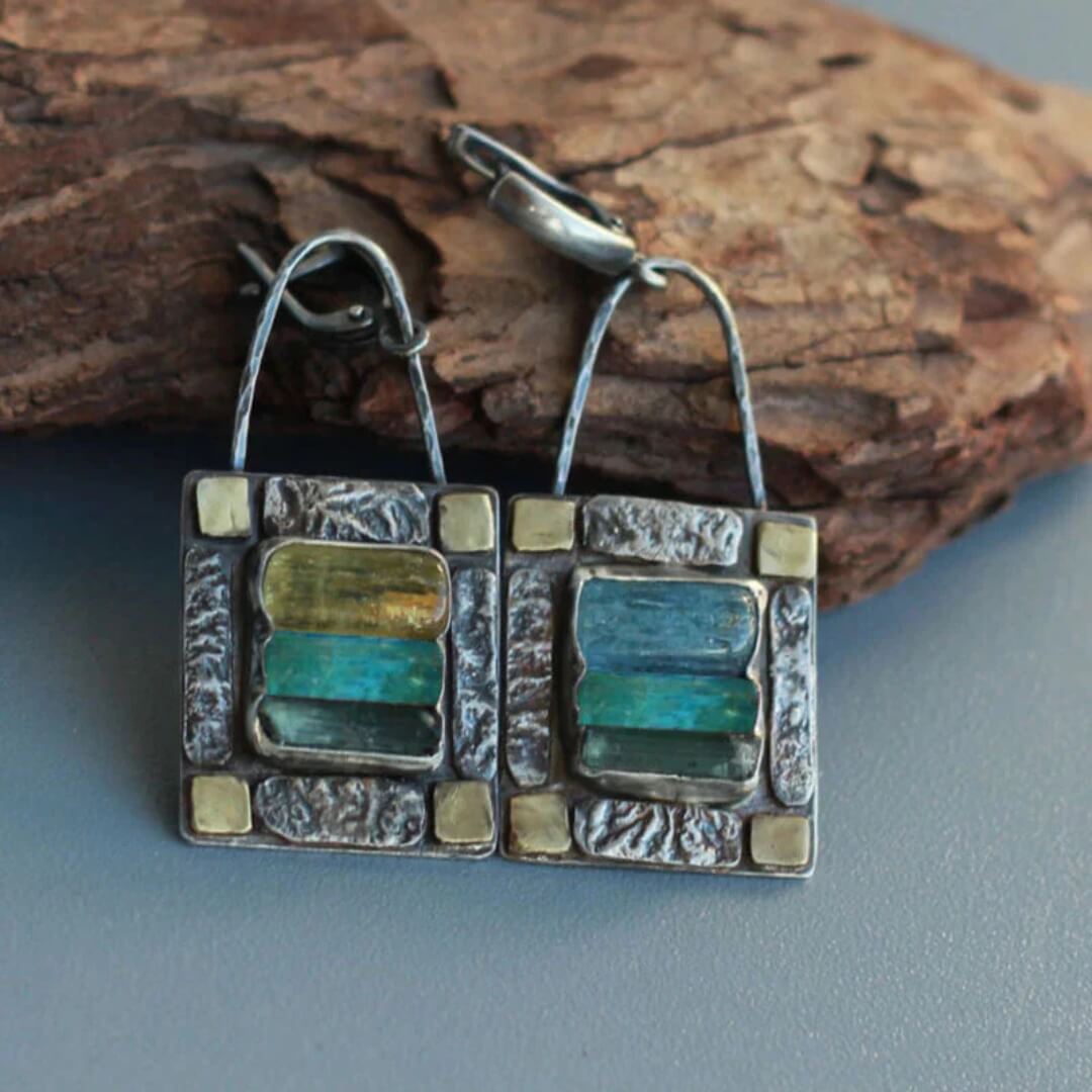 Rustic Gemstone Boho Dangle Earrings - Diane Jewelry