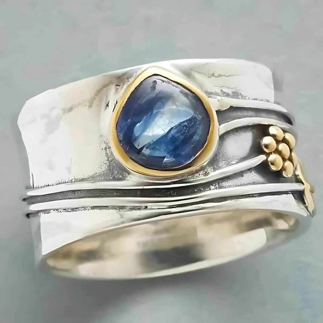 Sterling Silver Blue Stone Ring - Diane Jewelry