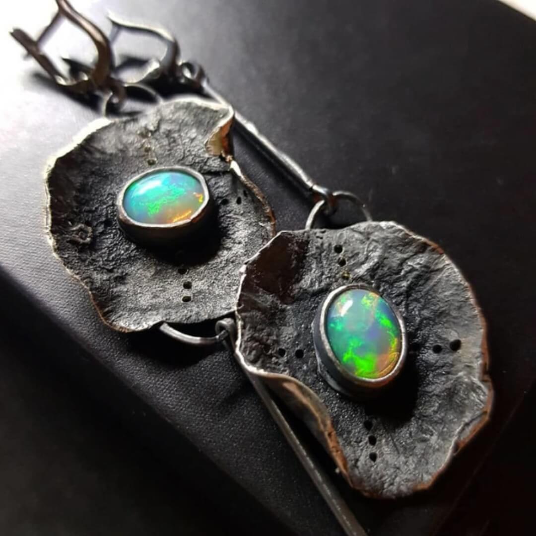 Boho Opal Dangle Earrings - Diane Jewelry