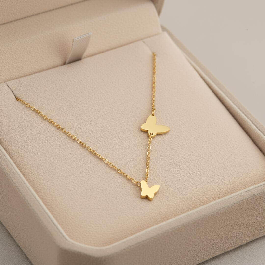 Gold Butterfly Pendant Necklace Women Emma & Noah Jewelry