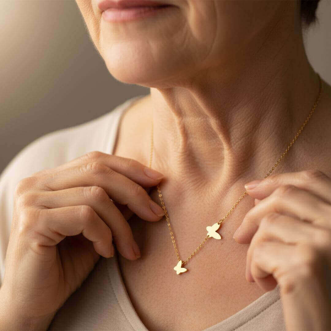 Gold Butterfly Pendant Necklace Women Emma & Noah Jewelry