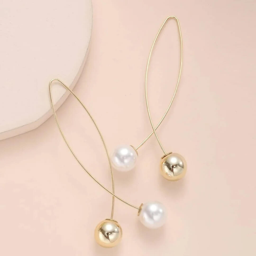 Modern Pearl Long Drop Earrings - Diane Jewelry
