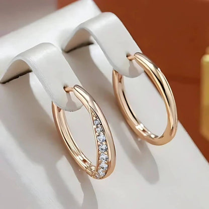Gold Crystal Accent Hoop Earrings - Diane Jewelry