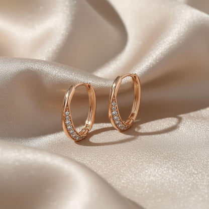 Gold Crystal Accent Hoop Earrings Emma & Noah Jewelry