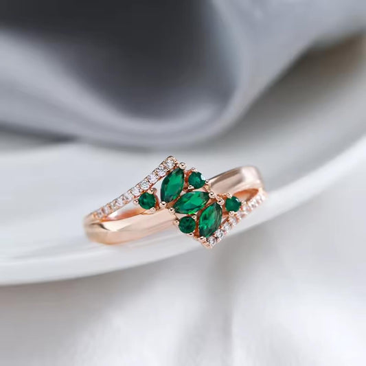 Elegant Emerald Rose Gold Ring - Diane Jewelry