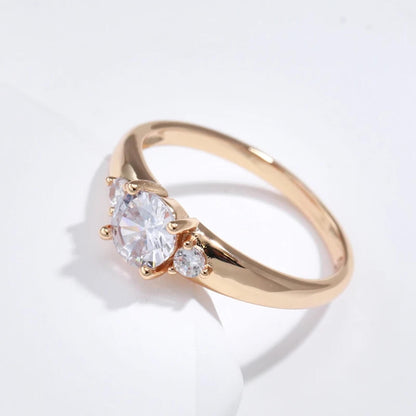 Gold Solitaire Three Stone Ring - Diane Jewelry