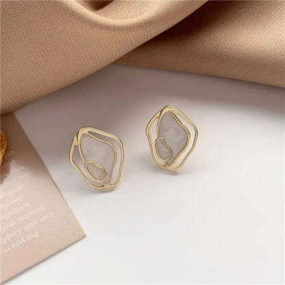 Abstract Gold Statement Stud Earrings - Diane Jewelry