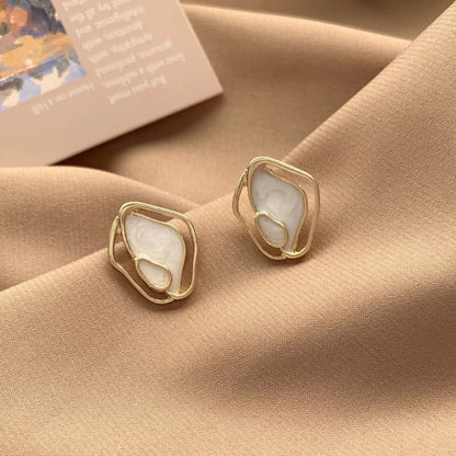 Abstract Gold Statement Stud Earrings - Diane Jewelry