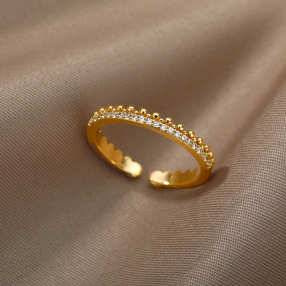 Gold Beaded Adjustable Stack Ring - Diane Jewelry