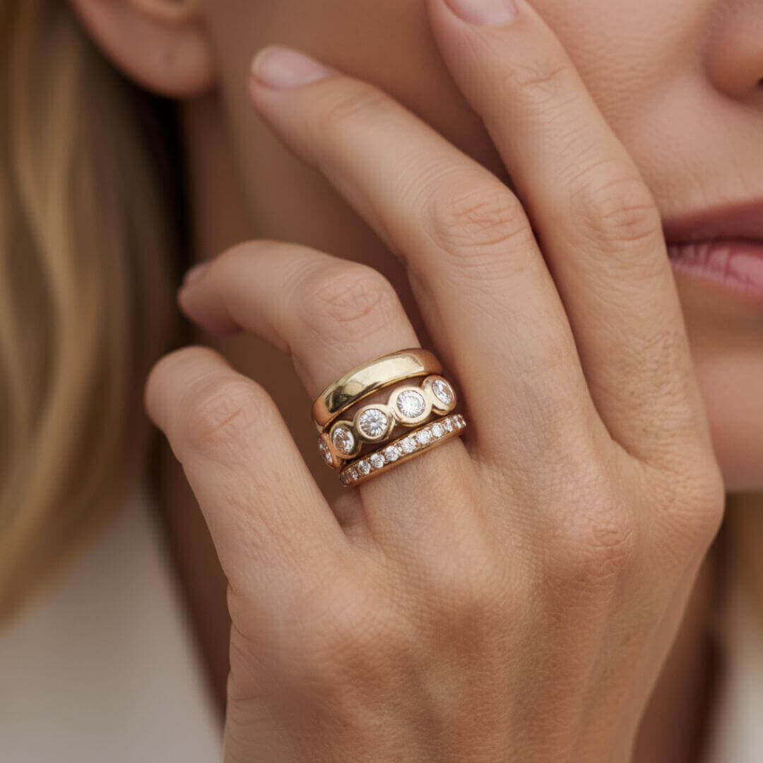 Gold Stacked Diamond Band Rings Emma & Noah Jewelry