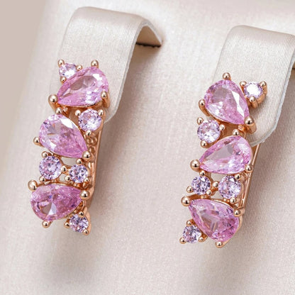 Pink Teardrop Crystal Stud Earrings - Diane Jewelry