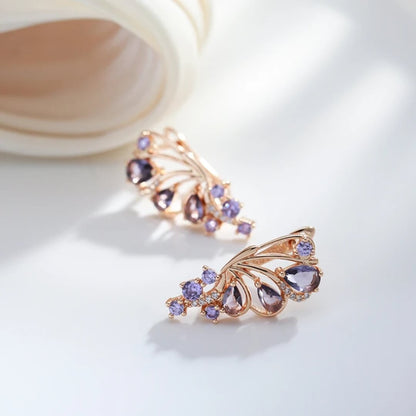 Purple Crystal Butterfly Stud Earrings - Diane Jewelry