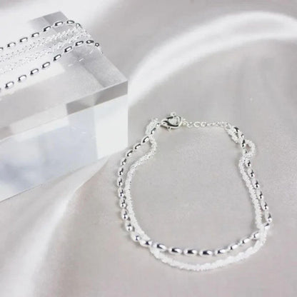 Silver Dainty Chain Bracelet Set - Diane Jewelry