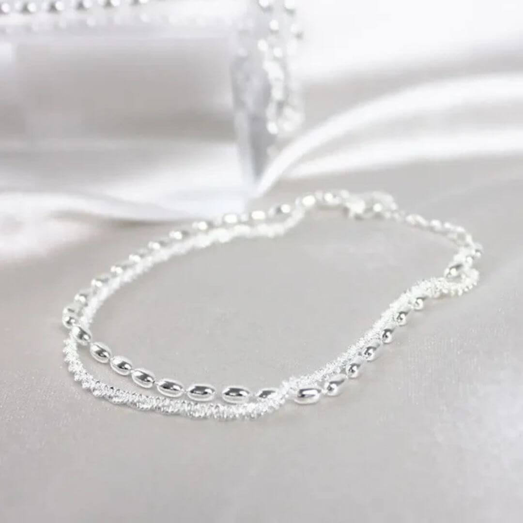 Silver Dainty Chain Bracelet Set - Diane Jewelry