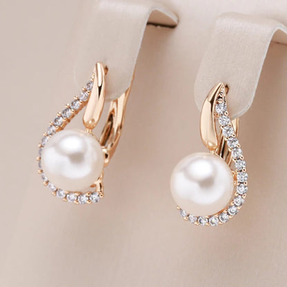 Gold Crystal Teardrop Pearl Earrings - Diane Jewelry