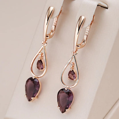 Purple Teardrop Gem Dangle Earrings - Diane Jewelry
