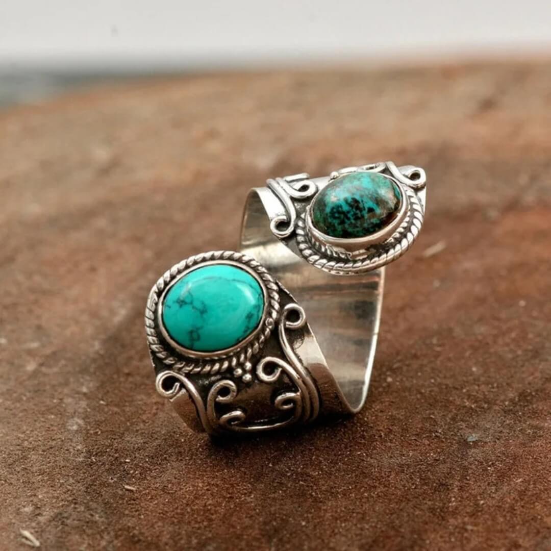 Vintage Turquoise Boho Adjustable Ring - Diane Jewelry