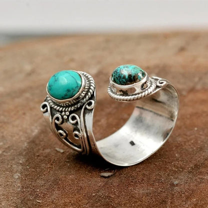 Vintage Turquoise Boho Adjustable Ring - Diane Jewelry