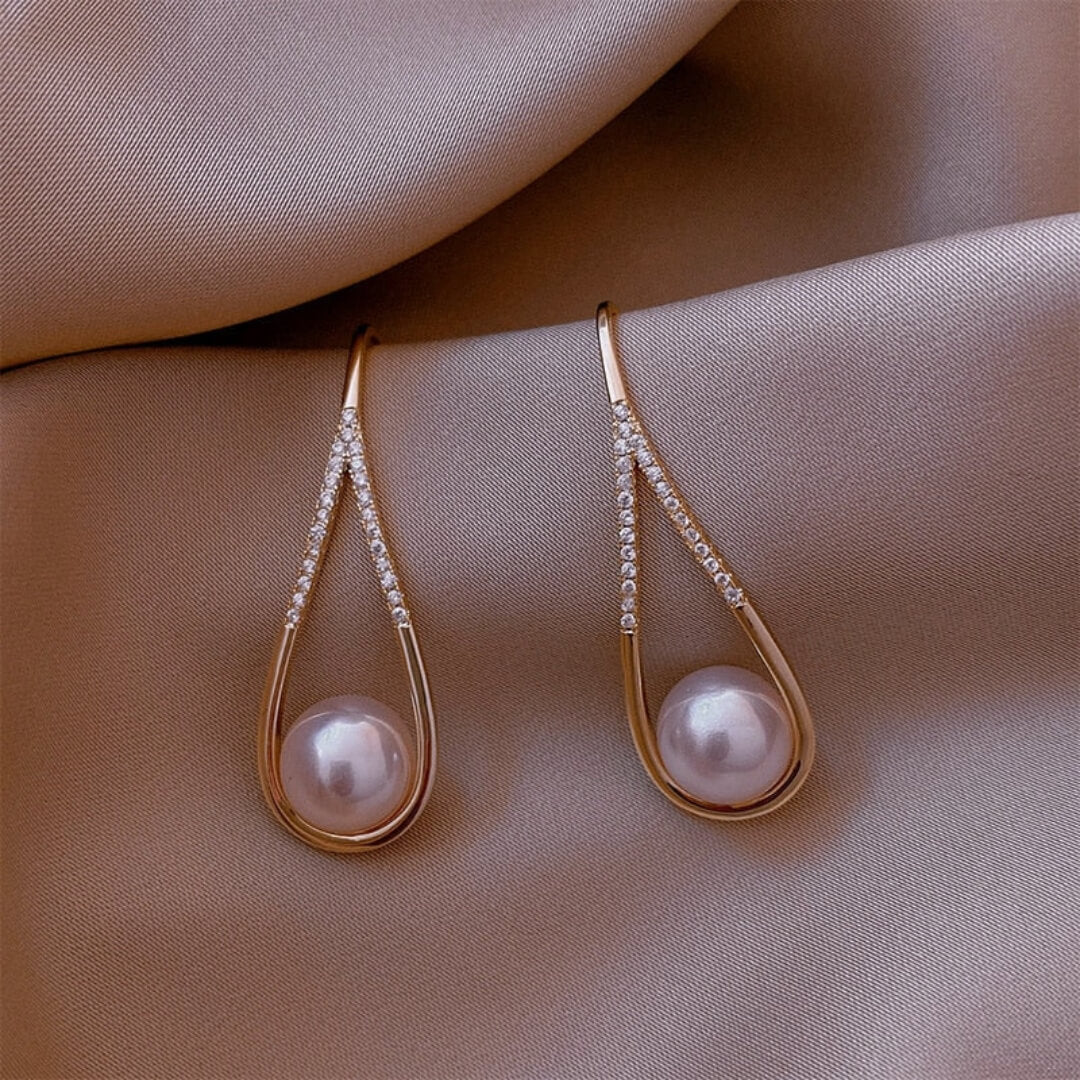 Elegant Pearl Teardrop Dangle Earrings - Diane Jewelry