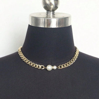 Gold Chunky Pearl Choker Necklace - Diane Jewelry