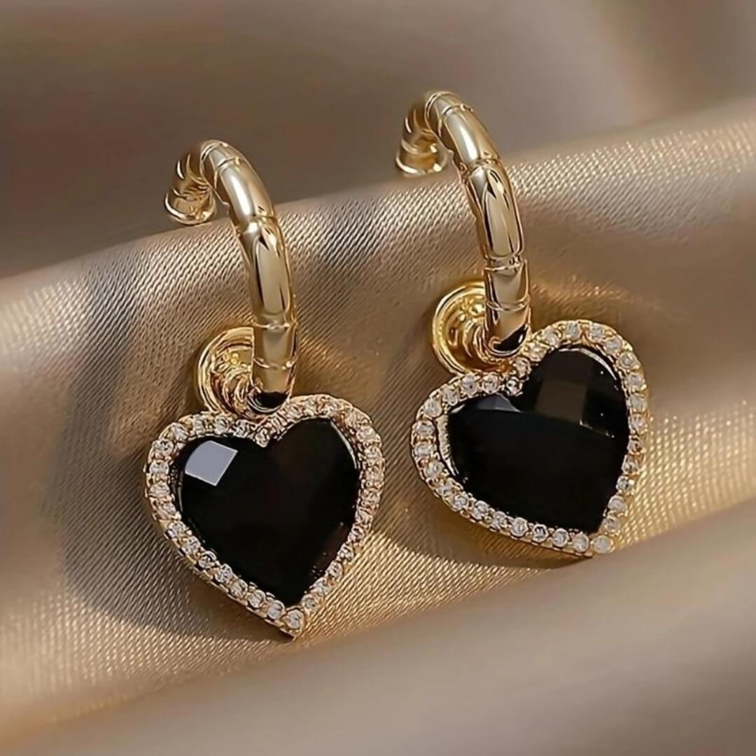 Black Heart Hoop Earrings - Diane Jewelry
