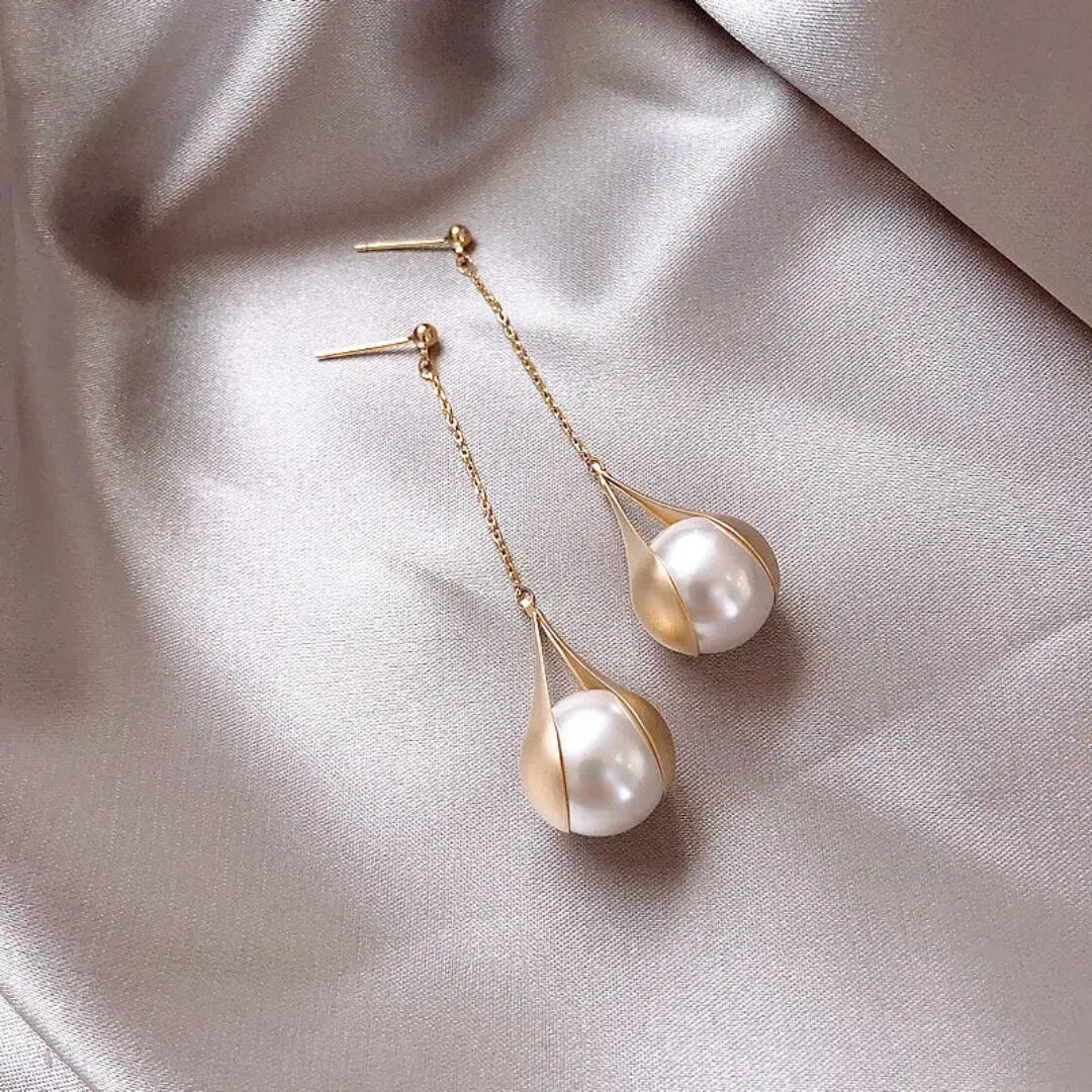 Minimalist Gold Pearl Earrings - Diane Jewelry