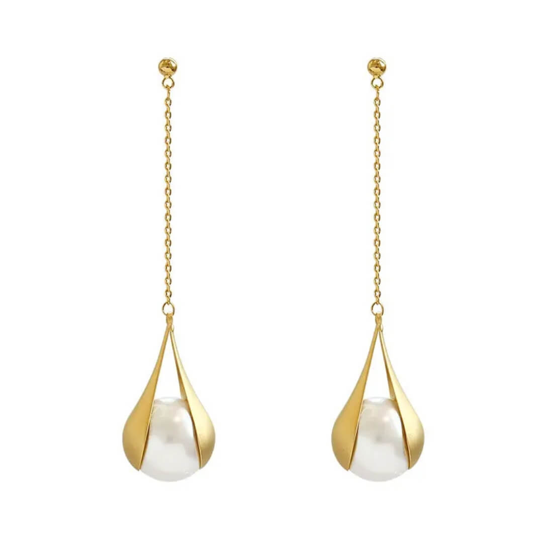 Minimalist Gold Pearl Earrings - Diane Jewelry