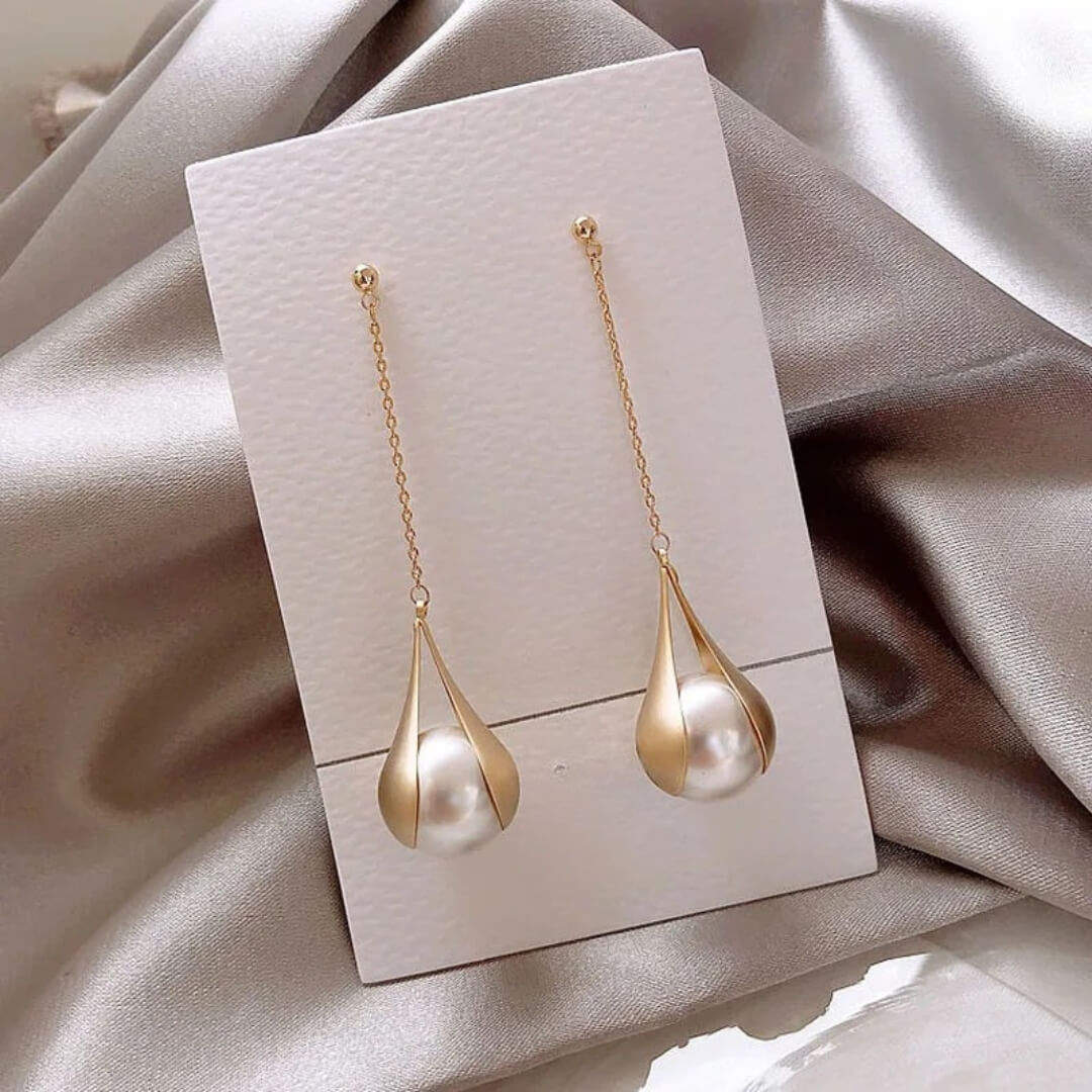 Minimalist Gold Pearl Earrings - Diane Jewelry