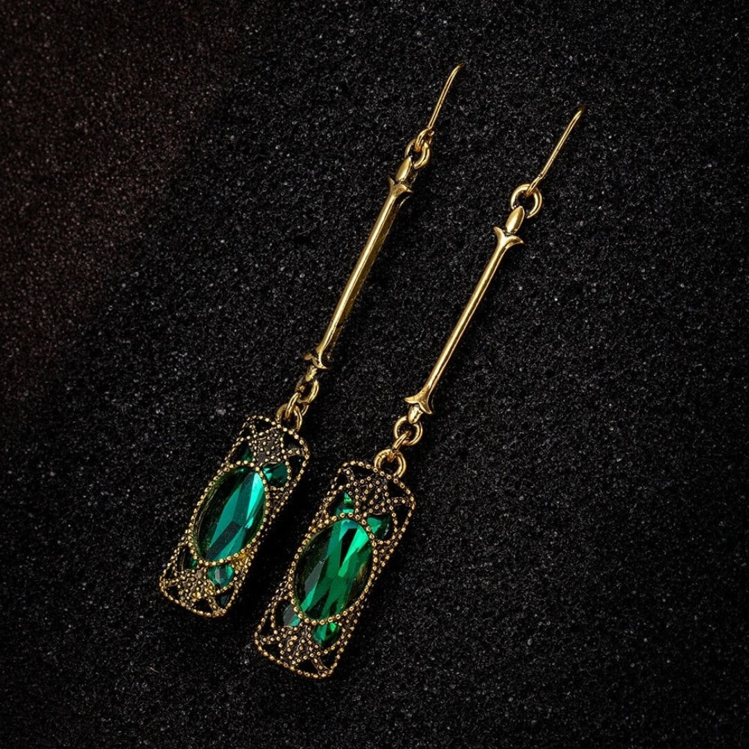 Vintage Emerald Drop Earrings - Diane Jewelry