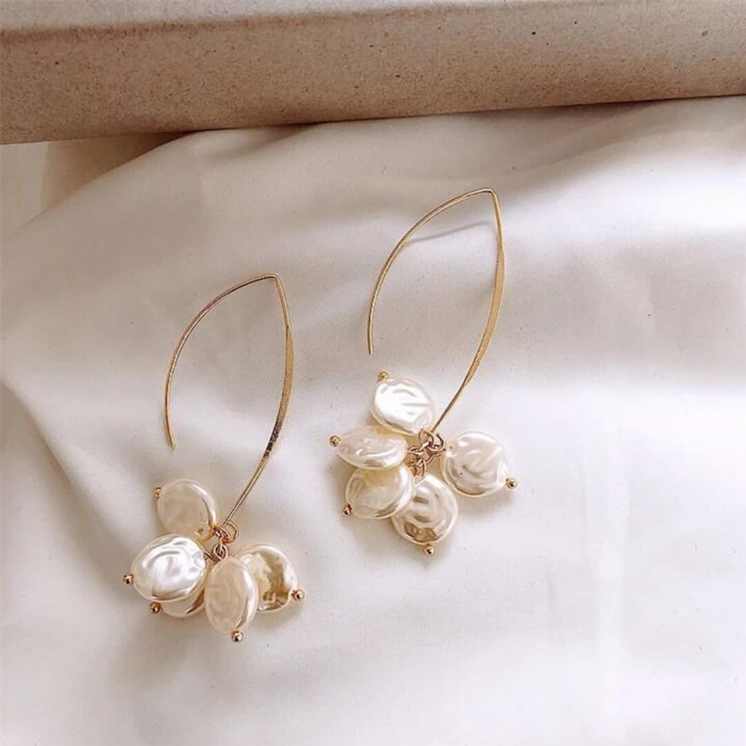 Gold Cluster Freshwater Pearl Earrings - Diane Jewelry