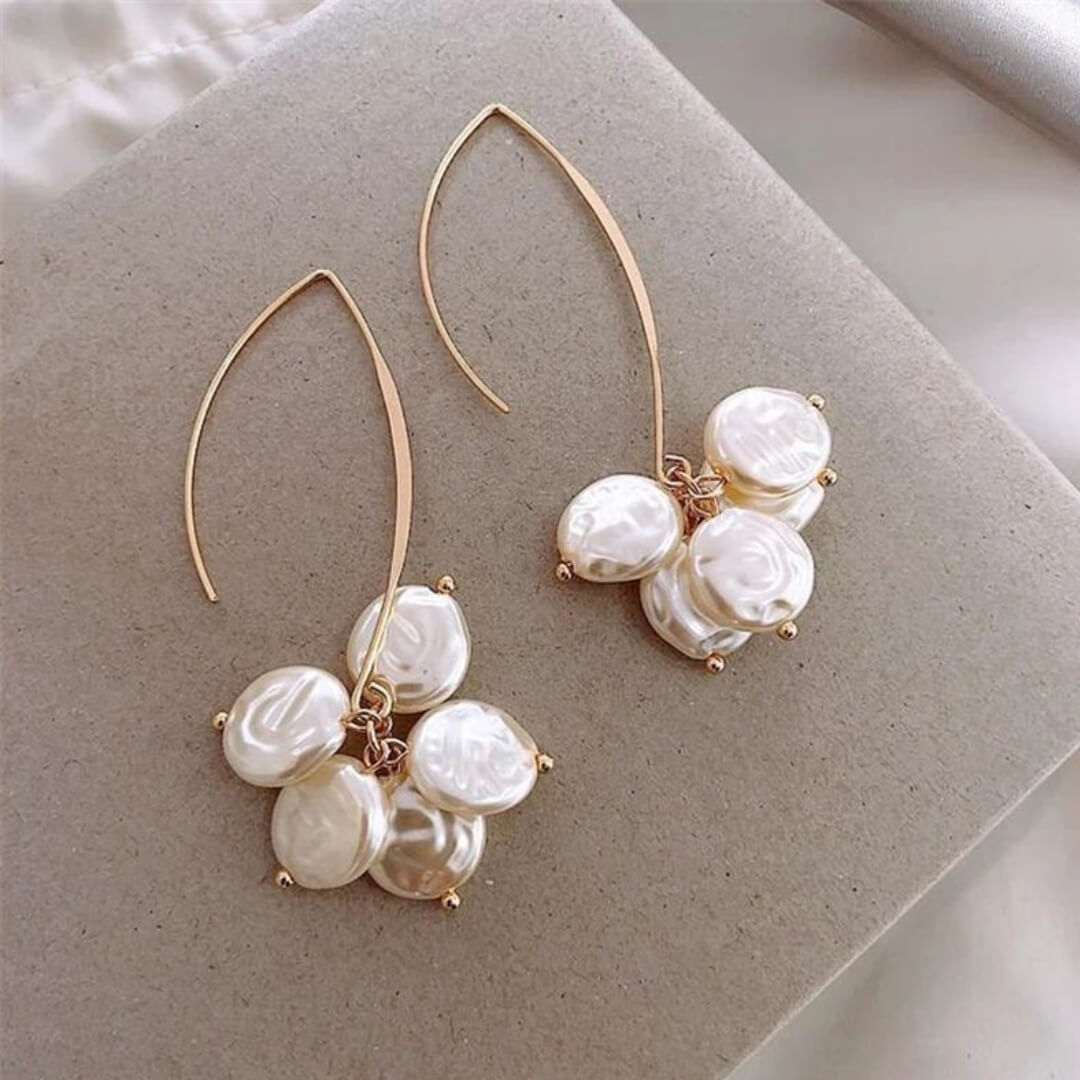 Gold Cluster Freshwater Pearl Earrings - Diane Jewelry